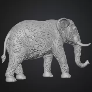 Ornamental Elephant with Intricate Engravings - Model thumbnail 4