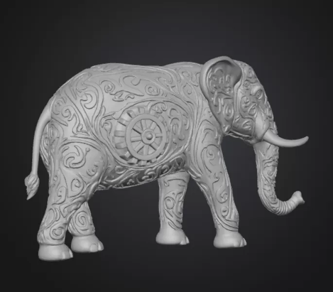 Ornamental Elephant with Intricate Engravings - Model preview 4
