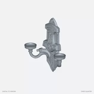 Twin-Cup Dragon Sconce Sculpture - STL - Model thumbnail 2