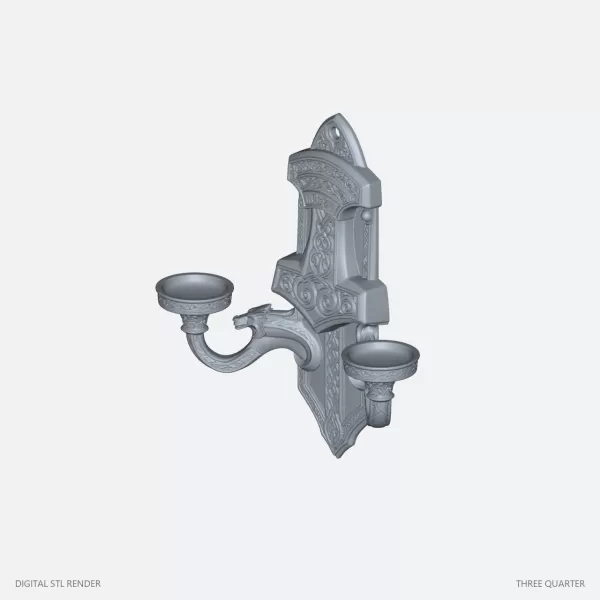 Twin-Cup Dragon Sconce Sculpture - STL - Model preview 2
