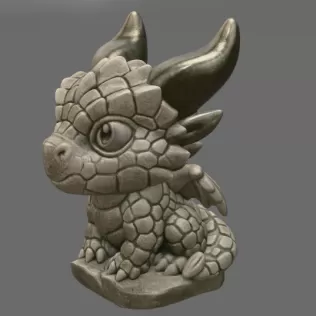 Baby Stone Dragon STL File 3D Printable Fantasy Dragon Figurine - Model thumbnail 4