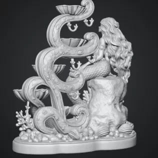 Mermaid Shell Jewelry Organizer STL File for 3D Print - Model thumbnail 16