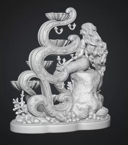 Mermaid Shell Jewelry Organizer STL File for 3D Print - Model preview 16