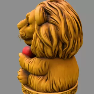 Cute Lion with Heart – 3D Printable STL File - Model thumbnail 4