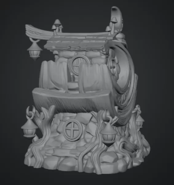 Moonlit Mystic Cottage STL File for 3D Print - Model preview 15