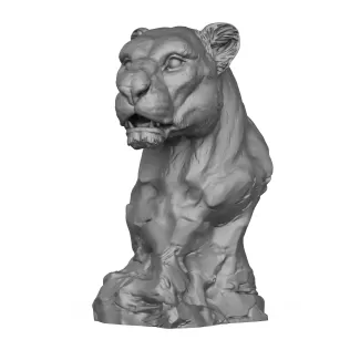 Wild Lioness Head Sculpture 3D Print Model