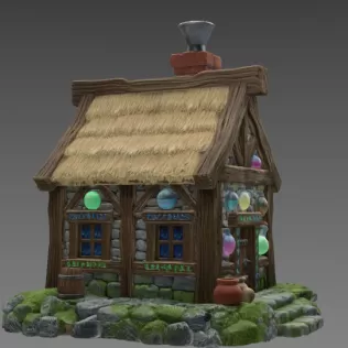 Fantasy Alchemist Cottage STL File for 3D Print - Model thumbnail 7