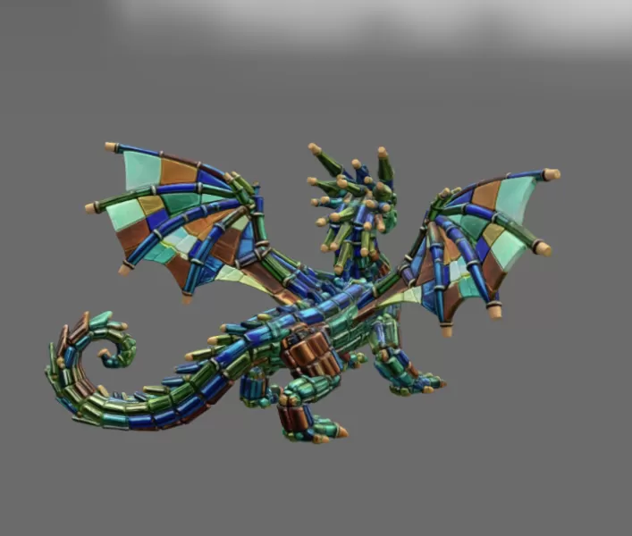 Stained Glass Dragon STL File for 3D Print - Model preview 8