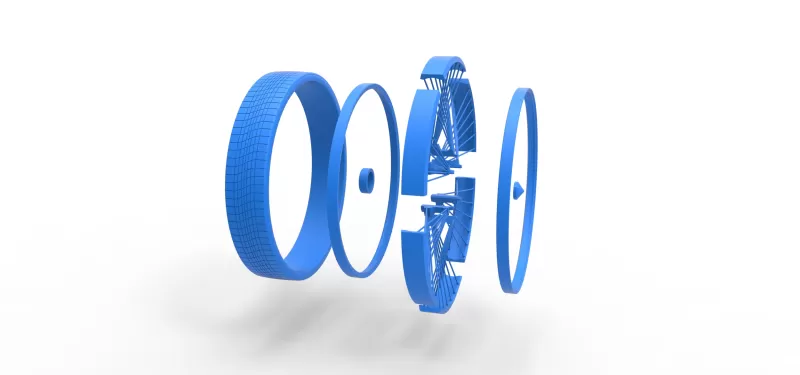 50 inch Wire wheel of Donk car Scale 1:25 - Model preview 17