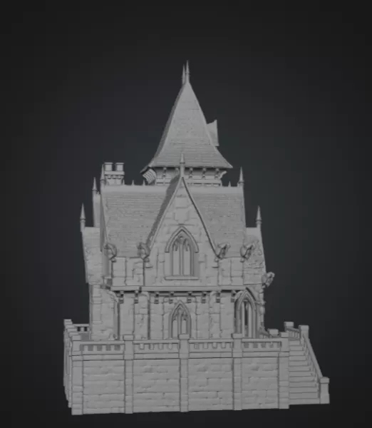 Dark Fantasy Mansion STL File for 3D Printing - Model preview 10