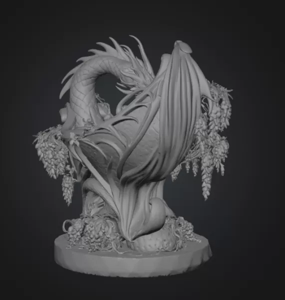 Midnight Wisteria Dragon Bowl STL File for 3D Print - Model preview 17