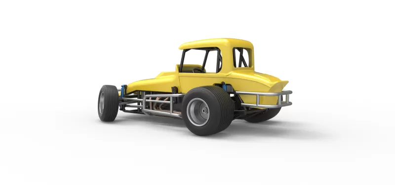 Vintage Sprint car while turning Version 2 Scale 1:25 - Model preview 11