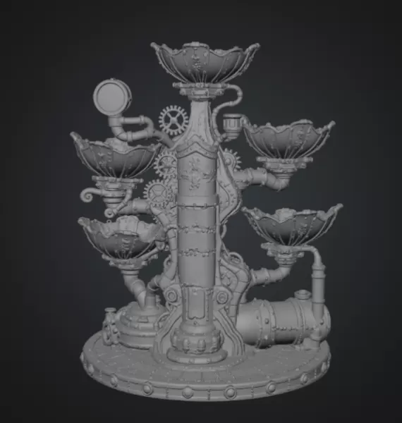 Steampunk Lotus Jewelry Organizer STL File for 3D Print - Model preview 17