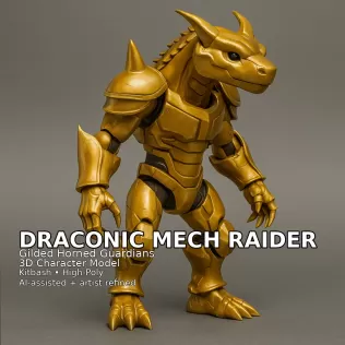 Golden Beast Guardians – Gilded Horned Character Pack (10 Models - Model thumbnail 18