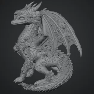 Crimson Rose Dragon STL File for 3D Print - Model thumbnail 14