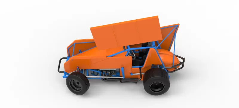 Winged Sprint car Version 2 while turning Scale 1:25 - Model preview 10