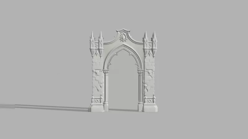 Gothic Arch Gate - Medieval Halloween Decor - Model preview 2