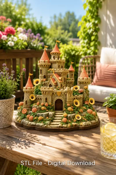 Sunflower Fantasy Castle STL File for 3D Print - Model preview 4