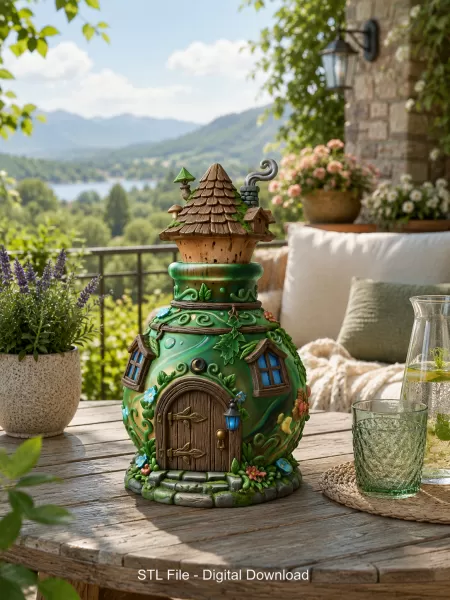 Mushroom Potion House STL File for 3D Print - Model preview 1