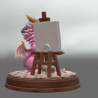 Cute Artist Dragon STL File for 3D Print - Model thumbnail 6