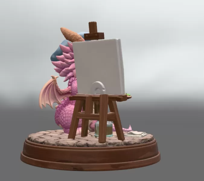 Cute Artist Dragon STL File for 3D Print - Model preview 6