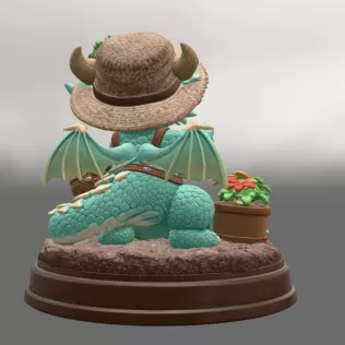 Cute Farmer Dragon Figurine STL File for 3D Printing - Model thumbnail 5