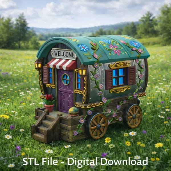 Enchanted Gypsy Wagon Cottage STL File 3D Print - Model preview 1