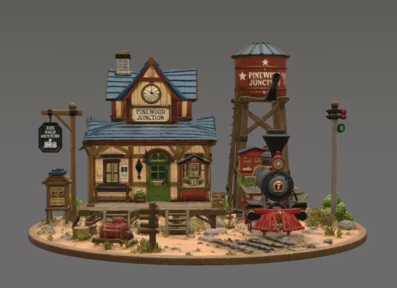 Pinewood Junction Railway Station STL File for 3D Print - Model preview 6