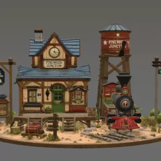 Pinewood Junction Railway Station STL File for 3D Print - Model thumbnail 6