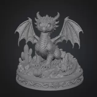 Fantasy Desert Dragon STL File for 3D Printing - Model thumbnail 7