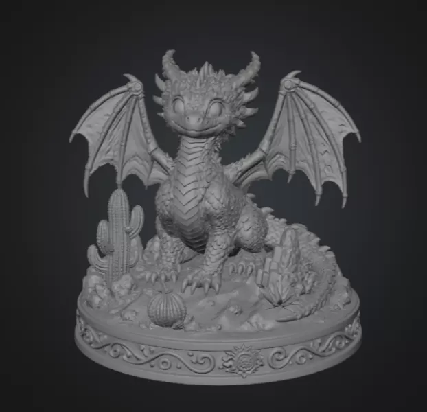 Fantasy Desert Dragon STL File for 3D Printing - Model preview 7