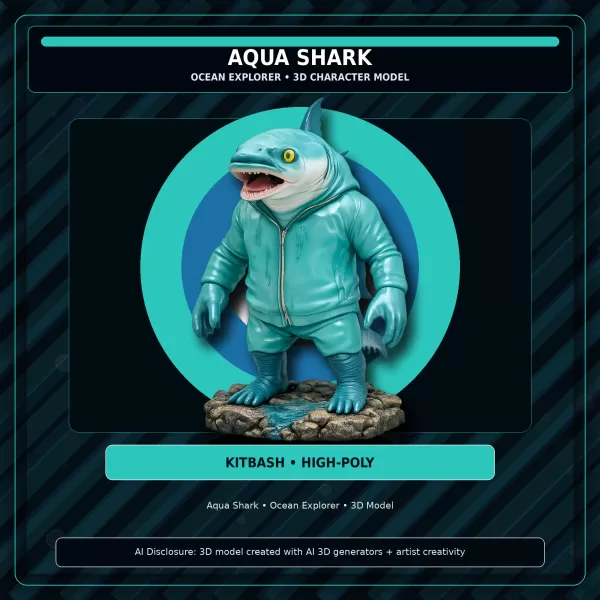 Frog & Shark Creature Pack – Amphibian Ocean Character Kitbash - Model preview 10
