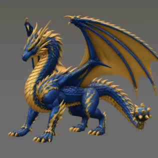 Azure Royal War Dragon STL File for 3D Print - Model thumbnail 5