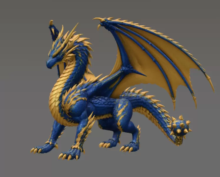 Azure Royal War Dragon STL File for 3D Print - Model preview 5