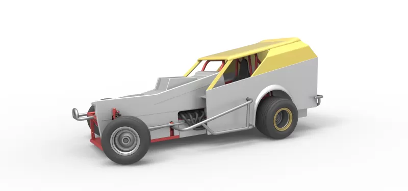Vintage Dirt Modified stock car V7 while turning Scale 1:25 - Model preview 1