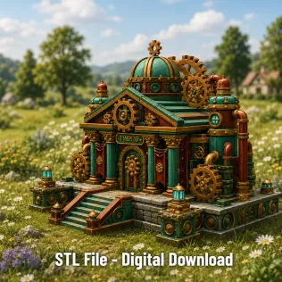 Grand Steampunk Gearworks Castle STL File for 3D Print - Model thumbnail 2