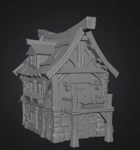 Enchanted Harvest Cottage STL File for 3D Print - Model preview 10