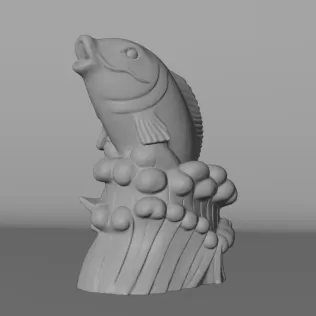 Stone Fish Sculpture -3D Model High-Quality PBR UV Mapped - Model thumbnail 4