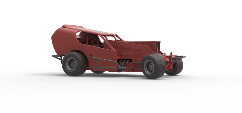 Vintage Dirt Modified stock car Version 4 while turning 1:25 - Model preview 25