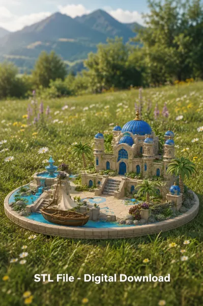 Azure Oasis Palace STL File for 3D Print - Model preview 3