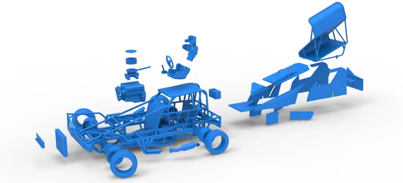 BriSCA Formula 1 Stock Car for Dirt while turning V2 Scale 1:25 - Model preview 28