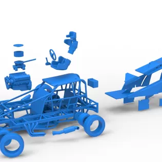 BriSCA Formula 1 Stock Car for Dirt while turning V2 Scale 1:25 - Model thumbnail 28