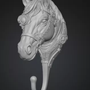 ✅ STL File Description – Steampunk Horse Wall Hook - Model thumbnail 2