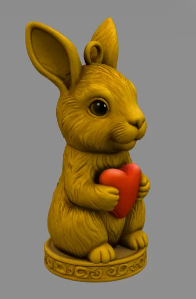 Cute Bunny with Heart – 3D Printable STL File - Model preview 6