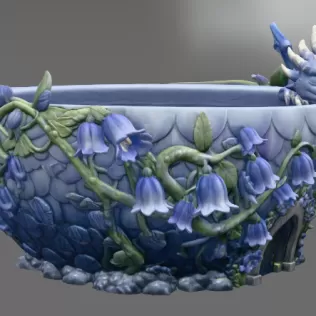 Baby Dragon Flower Bowl STL File for 3D Print - Model thumbnail 11