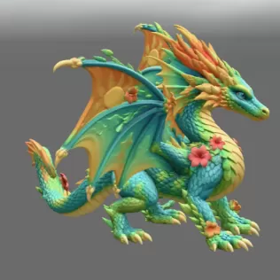 Summer Bloom Dragon STL File for 3D Print - Model thumbnail 8
