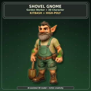 Garden Gnome Character Pack – Fantasy Garden Worker Kitbash - Model thumbnail 2