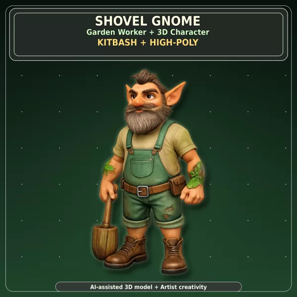 Garden Gnome Character Pack – Fantasy Garden Worker Kitbash - Model preview 2