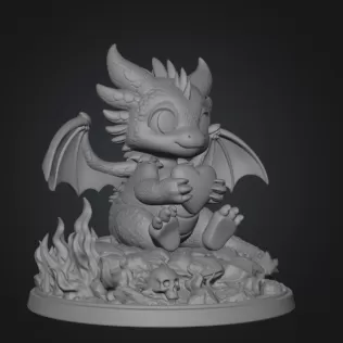 Cute Devil Dragon with Heart STL File 3D Print