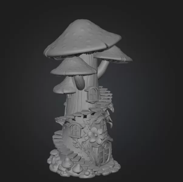 Enchanted Mushroom Tower STL File 3D Printable Fantasy Fairy Hou - Model preview 11